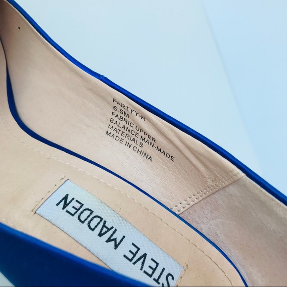 Steve Madden Blue Satin Partyy-R Heels Size: 6.5 - Picture 7 of 7